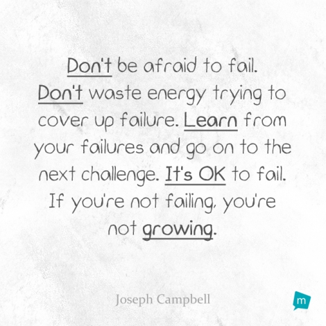 Don't be afraid to fail. Don't waste energy trying to cover up...