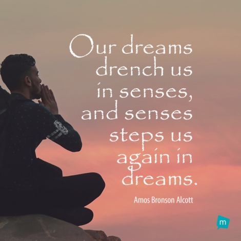 Our dreams drench us in senses, and senses steps us again in dreams.