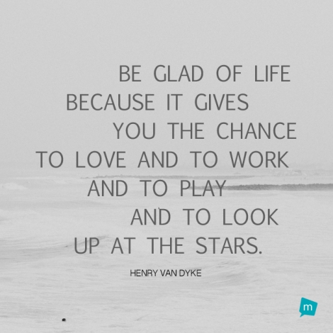 Be glad of life because it gives you the chance to love and to work...